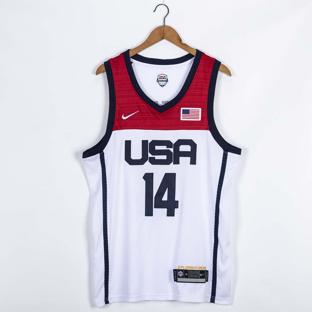 2021 Olympic USA 14 Green White Nike NBA Jerseys